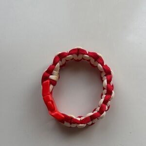 Paracord Red and White Braided Bracelet